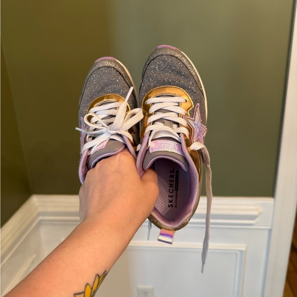 Skechers Kids' Sparkle Sneakers - Gold and Silver